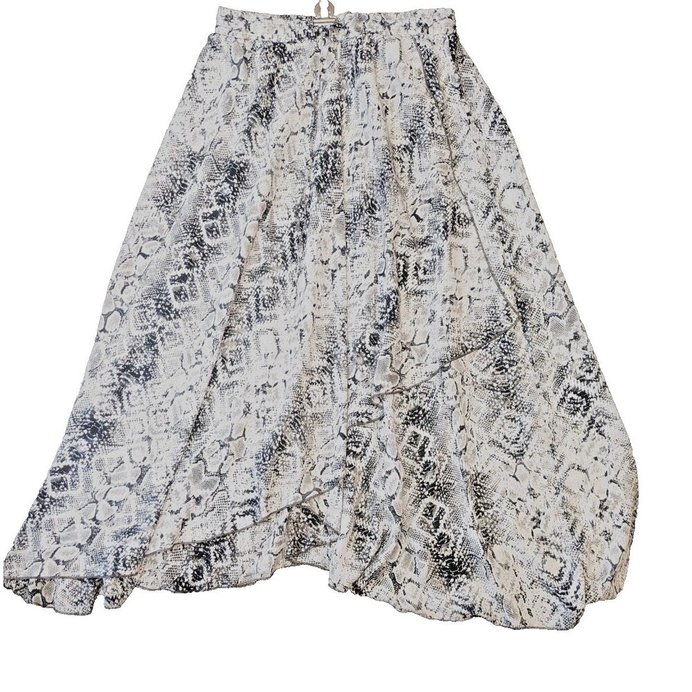 Mystree Snake Skin Wrap Skirt Women's Small Sheer Black and White Whimsygoth